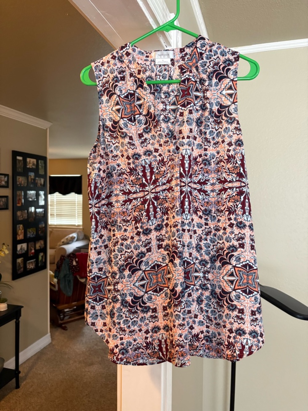 Van Heusen Peach and Navy Paisley Print Blouse